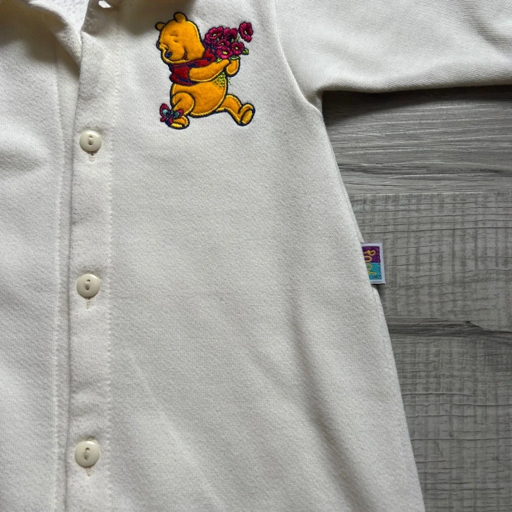 Vintage Winnie the Pooh Baby Bundle Sleeper Bodysuits Blanket Set White Yellow